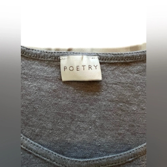 Poetry Shirt Womens natural 100% Linen Tee T Shirt Top Casual 10 M - Picture 5 of 6